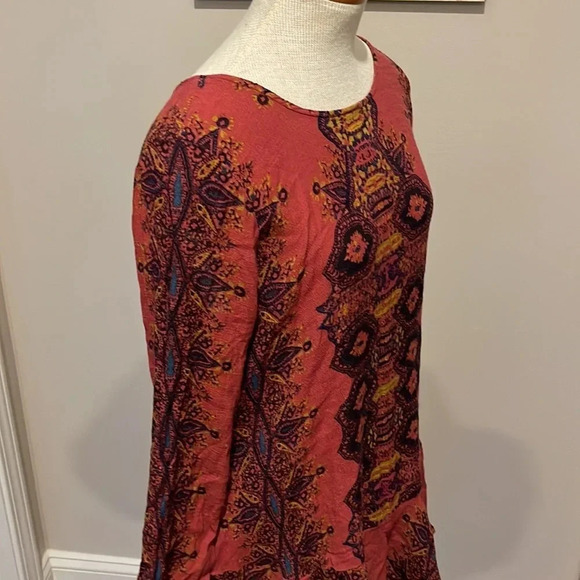 Free People - Open Back Tunic Dress With Pockets - Red - Size Large - Picture 4 of 9